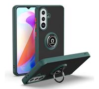 SEAHAI Case for Samsung Galaxy A26 5G, Ultra Thin Hard Translucent PC Matte Back Soft TPU Silicone Dual Layer Hybrid Shockproof Cover, with Ring Holder Kickstand, Dark green