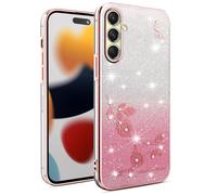 SEAHAI Case for Samsung Galaxy A34 5G, Cute Floral Flower Pattern Gradient Color Shining Clear Fashion Slim Soft Silicone TPU Bumper Ultra Thin Shockproof Girls Cover - Pink