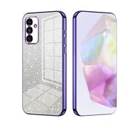 SEAHAI Case for Samsung Galaxy A35 5G, Ultra Thin Transparent Gradient Color Shining Pattern Card Plating Design Shockproof TPU Bumper Soft Silicone Fashion Cover - Purple