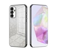 SEAHAI Case for Samsung Galaxy A35 5G, Ultra Thin Transparent Gradient Color Shining Pattern Card Plating Design Shockproof TPU Bumper Soft Silicone Fashion Cover - Black