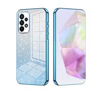 SEAHAI Case for Samsung Galaxy A53 5G, Ultra Thin Transparent Gradient Color Shining Pattern Card Plating Design Shockproof TPU Bumper Soft Silicone Fashion Cover - Blue