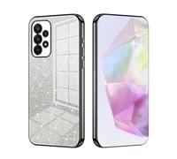 SEAHAI Case for Samsung Galaxy A53 5G, Ultra Thin Transparent Gradient Color Shining Pattern Card Plating Design Shockproof TPU Bumper Soft Silicone Fashion Cover - Black