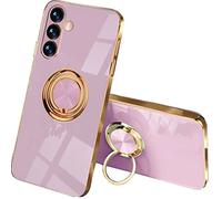 SEAHAI Case for Samsung Galaxy A54 5G, Ultra Thin TPU Bumper Shockproof Soft Cover Electroplating Phnom Penh Design Silicone Skin Slim Case with 360 Degree Ring Kickstand, Purple
