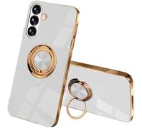 SEAHAI Case for Samsung Galaxy A55 5G, Ultra Thin TPU Bumper Shockproof Soft Cover Electroplating Phnom Penh Design Silicone Skin Slim Case with 360 Degree Ring Kickstand, White