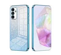 SEAHAI Case for Samsung Galaxy A55 5G, Ultra Thin Transparent Gradient Color Shining Pattern Card Plating Design Shockproof TPU Bumper Soft Silicone Fashion Cover - Blue