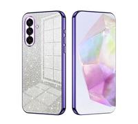 SEAHAI Case for Samsung Galaxy A56 5G, Ultra Thin Transparent Gradient Color Shining Pattern Card Plating Design Shockproof TPU Bumper Soft Silicone Fashion Cover - Purple
