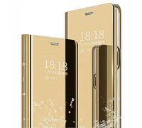 SEAHAI Case for Samsung Galaxy S24 Plus 5G / S24+ 5G, Smart Flip Clear View Translucent Standing Cover Auto Sleep & Wake Up Mirror Plating Full Protective Shockproof Case - Gold