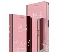 SEAHAI Case for Samsung Galaxy S25 5G, Smart Flip Clear View Translucent Standing Cover Auto Sleep & Wake Up Mirror Plating Full Protective Shockproof Case - Rose Gold