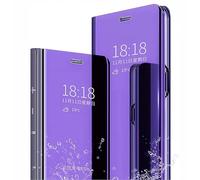 SEAHAI Case for Samsung Galaxy S25 Edge, Smart Flip Clear View Translucent Standing Cover Auto Sleep & Wake Up Mirror Plating Full Protective Shockproof Case - Purple Blue