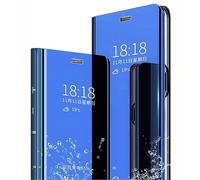 SEAHAI Case for Samsung Galaxy S25 FE 5G, Smart Flip Clear View Translucent Standing Cover Auto Sleep & Wake Up Mirror Plating Full Protective Shockproof Case - Blue