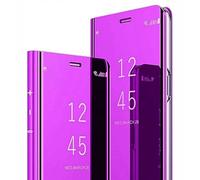 SEAHAI Case for Samsung Galaxy S25 Plus 5G / S25+ 5G, Smart Flip Clear View Translucent Standing Cover Auto Sleep & Wake Up Mirror Plating Full Protective Shockproof Case - Purple