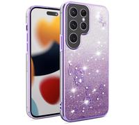 SEAHAI Case for Samsung Galaxy S25 Ultra 5G, Cute Floral Flower Pattern Gradient Color Shining Clear Fashion Slim Soft Silicone TPU Bumper Ultra Thin Shockproof Girls Cover - Purple