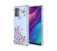SEAHAI Case for TCL 30 SE/TCL 305 / TCL 306, Ultra Thin Soft Silicone Clear Back TPU Bumper Shockproof Cover Fashion Cute Graphic Colorful Skin Slim Case - Cherry blossom