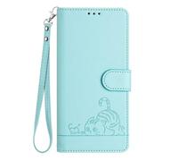 SEAHAI Case for TCL 60 R 5G / TCL 60 5G, Cute Cat Pattern Premium PU Leather Wallet Shockproof Flip Cover with Kickstand/Credit Card Slots/RFID Blocking/Magnetic Close, Light Green