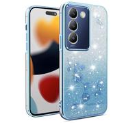 SEAHAI Case for Vivo V40 5G / Vivo V40 Pro 5G, Cute Floral Flower Pattern Gradient Color Shining Clear Fashion Slim Soft Silicone TPU Bumper Ultra Thin Shockproof Girls Cover - Blue