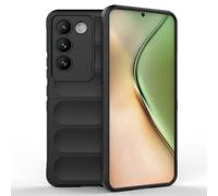 SEAHAI Case for Vivo V40 SE 5G, Sturdy Shockproof Case Soft Silicone Airbag Design Rubber Cover Heavy Duty Protection Ultra Thin Cover, Black