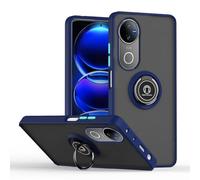 SEAHAI Case for Vivo V50 5G / Vivo V50e 5G, Ultra Thin Hard Translucent PC Matte Back Soft TPU Silicone Dual Layer Hybrid Shockproof Cover, with Ring Holder Kickstand, Royal blue