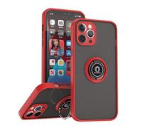 SEAHAI Case for Vivo V60 Lite 4G, Ultra Thin Hard Translucent PC Matte Back Soft TPU Silicone Dual Layer Hybrid Shockproof Cover, with Ring Holder Kickstand, Red
