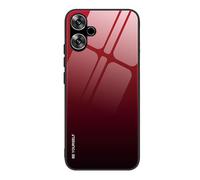 SEAHAI Case for Vivo V60 Lite 5G/4G, Ultra Thin Gradient Color Tempered Glass Hard Back & Soft Silicone TPU Bumper Hybrid Shockproof Cover, Elegant Red