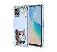 SEAHAI Case for Vivo Y21 / Vivo Y21s / Vivo Y33s, Ultra Thin Soft Silicone Clear Back TPU Bumper Shockproof Cover Fashion Cute Graphic Colorful Skin Slim Case - Cat