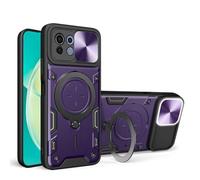 SEAHAI Case for Xiaomi 11 Lite 5G NE/Xiaomi Mi 11 Lite, Ultra-thin Silicone TPU Shockproof Hybrid Hard PC Cool Style Cover, with Slide Camera Cover and Metal Ring Magnetic Kickstand - Dark purple