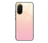 SEAHAI Case for Xiaomi POCO C71 4G, Ultra Thin Gradient Color Tempered Glass Hard Back & Soft Silicone TPU Bumper Hybrid Shockproof Cover, Girly Pink