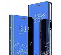 SEAHAI Case for Xiaomi POCO F5 5G, Smart Flip Clear View Translucent Standing Cover Auto Sleep & Wake Up Mirror Plating Full Protective Shockproof Case - Blue