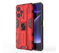 SEAHAI Case for Xiaomi POCO F5 5G, Ultra-thin Protective Silicone TPU Shockproof Hybrid Hard PC Phone Cover, with Foldable Hidden Form Bracket - Red