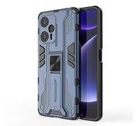 SEAHAI Case for Xiaomi POCO F5 5G, Ultra-thin Protective Silicone TPU Shockproof Hybrid Hard PC Phone Cover, with Foldable Hidden Form Bracket - Blue