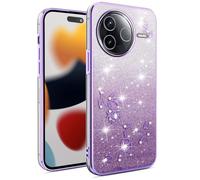 SEAHAI Case for Xiaomi POCO F7 Pro 5G, Cute Floral Flower Pattern Gradient Color Shining Clear Fashion Slim Soft Silicone TPU Bumper Ultra Thin Shockproof Girls Cover - Purple