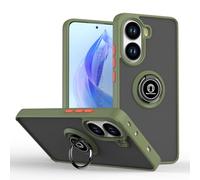 SEAHAI Case for Xiaomi POCO X7 Pro 5G, Ultra Thin Hard Translucent PC Matte Back Soft TPU Silicone Dual Layer Hybrid Shockproof Cover, with Ring Holder Kickstand, Army green