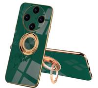 SEAHAI Case for Xiaomi Redmi 14C / Xiaomi Poco C75, Ultra Thin TPU Bumper Shockproof Soft Cover Electroplating Phnom Penh Design Silicone Skin Slim Case with 360 Degree Ring Kickstand, Dark green