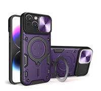 SEAHAI Case for Xiaomi Redmi A7 Pro, Ultra-thin Silicone TPU Shockproof Hybrid Hard PC Cool Style Cover, with Slide Camera Cover and Metal Ring Magnetic Kickstand - Dark purple