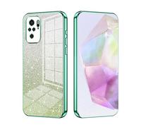 SEAHAI Case for Xiaomi Redmi Note 10 4G/Redmi Note 10S/POCO M5s, Ultra Thin Transparent Gradient Color Shining Pattern Card Plating Design Shockproof TPU Bumper Soft Silicone Fashion Cover - Green