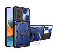 SEAHAI Case for Xiaomi Redmi Note 10 Pro 4G, Ultra-thin Silicone TPU Shockproof Hybrid Hard PC Cool Style Cover, with Slide Camera Cover and Metal Ring Magnetic Kickstand - Blue