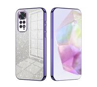 SEAHAI Case for Xiaomi Redmi Note 11/Redmi Note 11S 4G, Ultra Thin Transparent Gradient Color Shining Pattern Card Plating Design Shockproof TPU Bumper Soft Silicone Fashion Cover - Purple