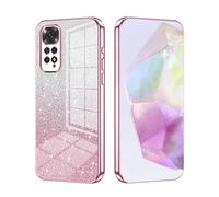 SEAHAI Case for Xiaomi Redmi Note 11/Redmi Note 11S 4G, Ultra Thin Transparent Gradient Color Shining Pattern Card Plating Design Shockproof TPU Bumper Soft Silicone Fashion Cover - Pink