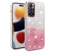 SEAHAI Case for Xiaomi Redmi Note 11S 5G / Xiaomi Poco M4 Pro 5G, Cute Floral Flower Pattern Gradient Color Shining Clear Fashion Slim Soft Silicone TPU Bumper Ultra Thin Shockproof Girls Cover - Pink
