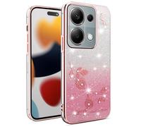 SEAHAI Case for Xiaomi Redmi Note 14S 4G/Redmi Note 13 Pro 4G/POCO M6 Pro, Cute Floral Flower Pattern Gradient Color Shining Clear Fashion Slim Soft TPU Ultra Thin Shockproof Girls Cover, Pink