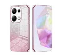 SEAHAI Case for Xiaomi Redmi Note 14S 4G/Redmi Note 13 Pro 4G/POCO M6 Pro, Ultra Thin Transparent Gradient Color Shining Pattern Card Plating Design Shockproof TPU Soft Silicone Fashion Cover, Pink