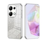 SEAHAI Case for Xiaomi Redmi Note 14S 4G/Redmi Note 13 Pro 4G/POCO M6 Pro, Ultra Thin Transparent Gradient Color Shining Pattern Card Plating Design Shockproof TPU Soft Silicone Fashion Cover, Silver