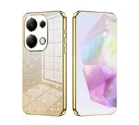 SEAHAI Case for Xiaomi Redmi Note 14S 4G/Redmi Note 13 Pro 4G/POCO M6 Pro, Ultra Thin Transparent Gradient Color Shining Pattern Card Plating Design Shockproof TPU Soft Silicone Fashion Cover, Gold