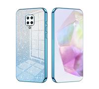 SEAHAI Case for Xiaomi Redmi Note 9S / Redmi Note 9 Pro, Ultra Thin Transparent Gradient Color Shining Pattern Card Plating Design Shockproof TPU Bumper Soft Silicone Fashion Cover - Blue