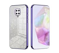 SEAHAI Case for Xiaomi Redmi Note 9S / Redmi Note 9 Pro, Ultra Thin Transparent Gradient Color Shining Pattern Card Plating Design Shockproof TPU Bumper Soft Silicone Fashion Cover - Purple