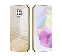 SEAHAI Case for Xiaomi Redmi Note 9S / Redmi Note 9 Pro, Ultra Thin Transparent Gradient Color Shining Pattern Card Plating Design Shockproof TPU Bumper Soft Silicone Fashion Cover - Gold