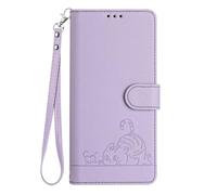 SEAHAI Case for ZTE Blade A76 5G, Cute Cat Pattern Premium PU Leather Wallet Shockproof Flip Cover with Kickstand/Credit Card Slots/RFID Blocking/Magnetic Close, Purple