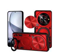 SEAHAI Case for ZTE nubia Focus 5G / ZTE Blade A75 5G, Ultra-thin Silicone TPU Shockproof Hybrid Hard PC Cool Style Cover, with Slide Camera Cover and Metal Ring Magnetic Kickstand - Red