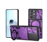 SEAHAI Case for ZTE nubia RedMagic 10 Pro, Ultra-thin Silicone TPU Shockproof Hybrid Hard PC Cool Style Cover, with Slide Camera Cover and Metal Ring Magnetic Kickstand - Dark purple