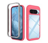 SEAHAI Clear Case for Google Pixel 9 / Google Pixel 9 Pro, Military Grade Full Body Rugged Armor Case Cover, Heavy Duty Dropproof Shockproof Case - Light red