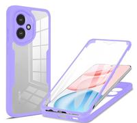 SEAHAI Clear Case for HONOR 400 5G, with Built-in Screen Protector 360° Full Body Rugged Armor Heavy Duty Shockproof Silicone TPU Bumper Trasparent Cover - Purple